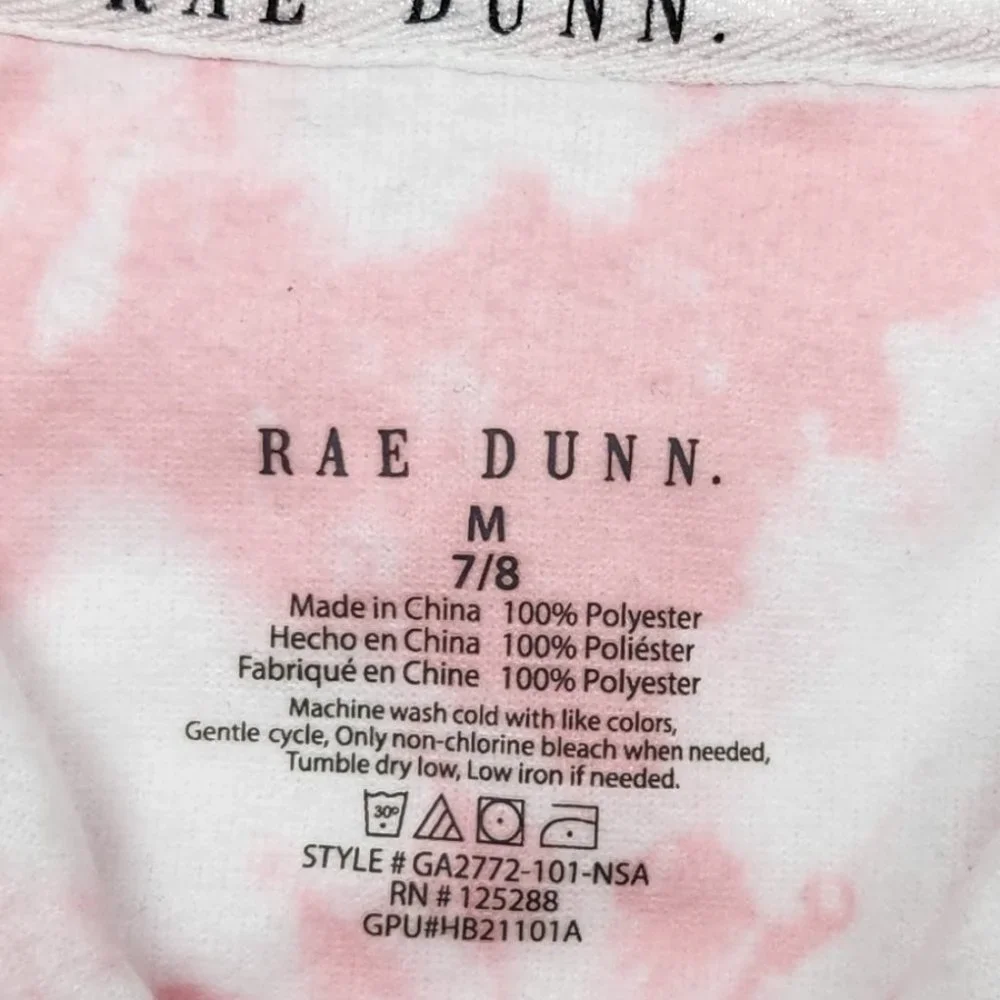 NWT Rae Dunn Pink Tie Dye Dream Long Sleeve Pajama Shirt sz Girl's M 7/8